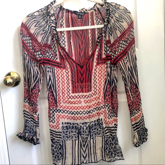 Lucky Brand xs red, white,blue long sleeve top - Picture 2 of 11